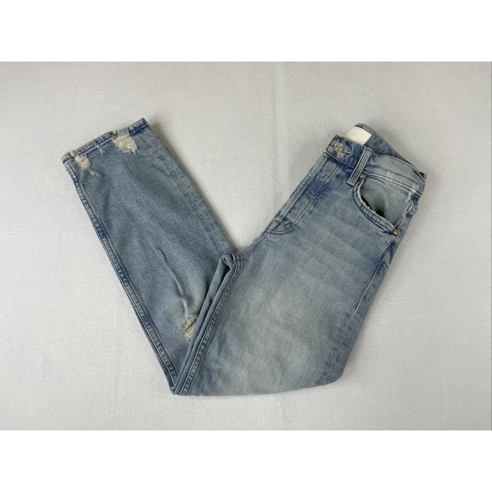 Mother Superior The Tomcat The Confession Distressed High Waisted Jeans 24 Blue